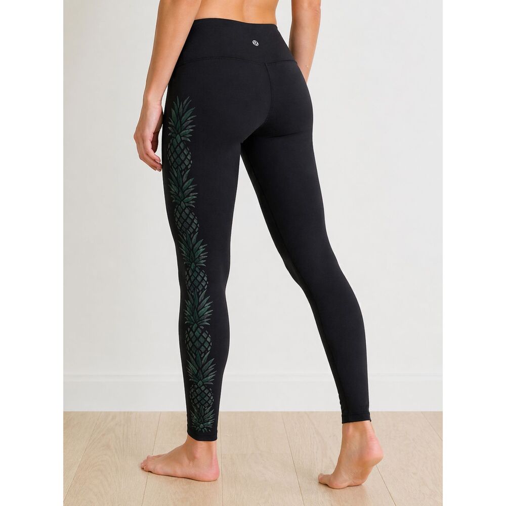 Lululemon Wunder Under Luxtreme Legging 6 Black Full Length Pineapple Print Rare